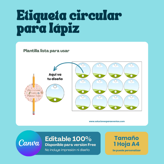 Plantilla: Etiqueta circular para Lápiz