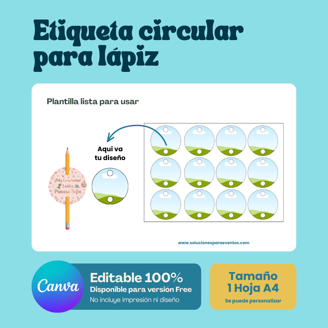 Plantilla: Etiqueta circular para Lápiz